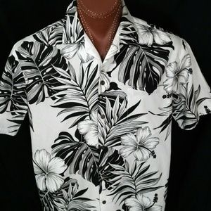 Pacific Legend Aloha Hawaiian Men's Black White L